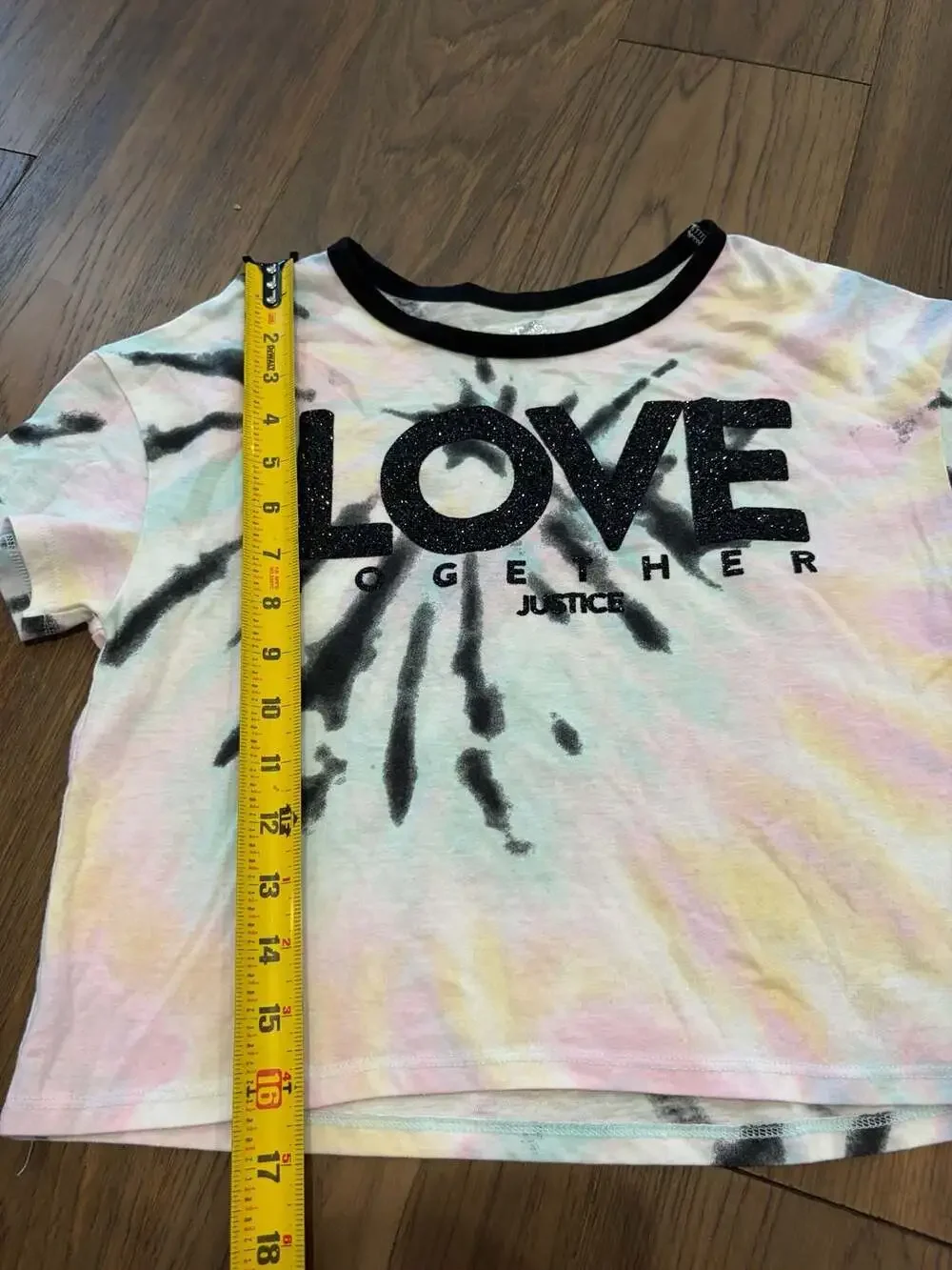 Justice Girls Tie Dye Love Together Graphic T-Shirt Size S